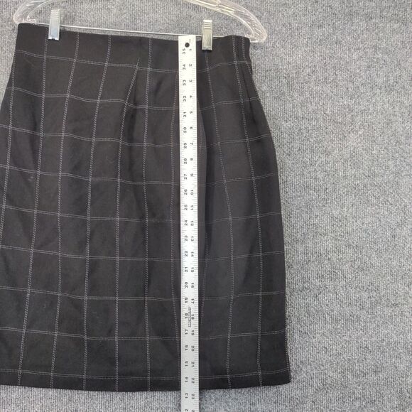 Franco Mirabelli Wool Skirt Womens Size 12 Black Checked Pattern - Picture 5 of 13
